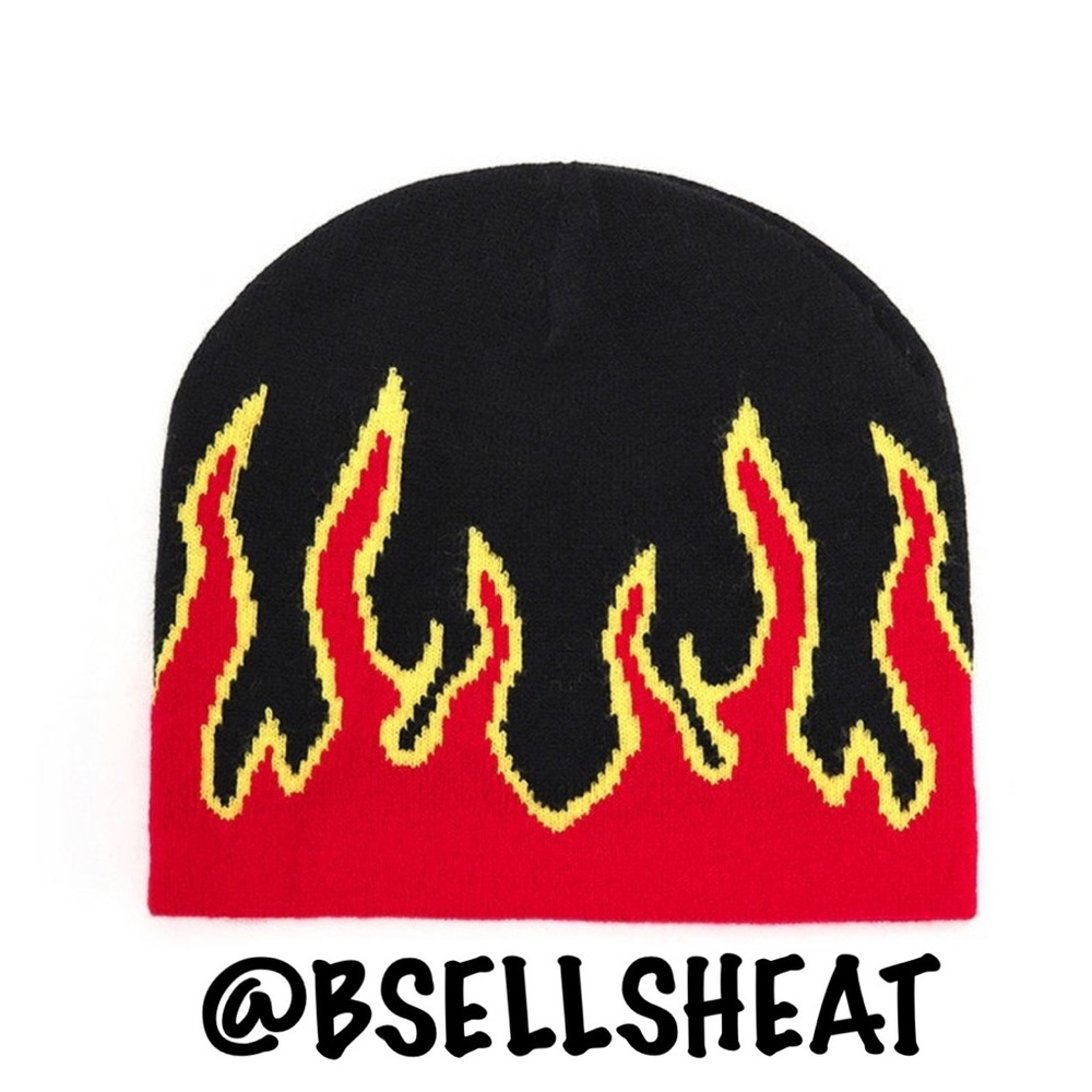 Deadstock Flame Accented Skully Beanie